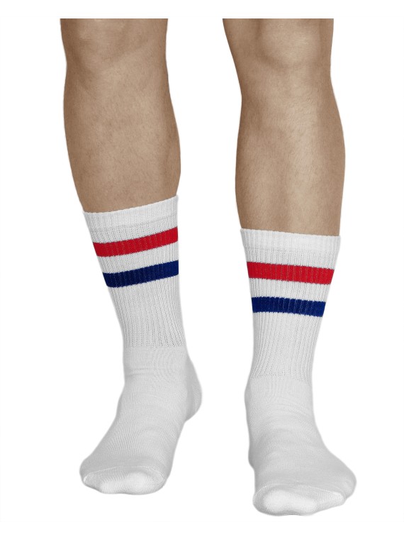White sports socks with stripes. Mens crew socks | Vitsocks