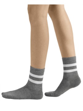Womens black crew socks with stripes at top | Vitsocks