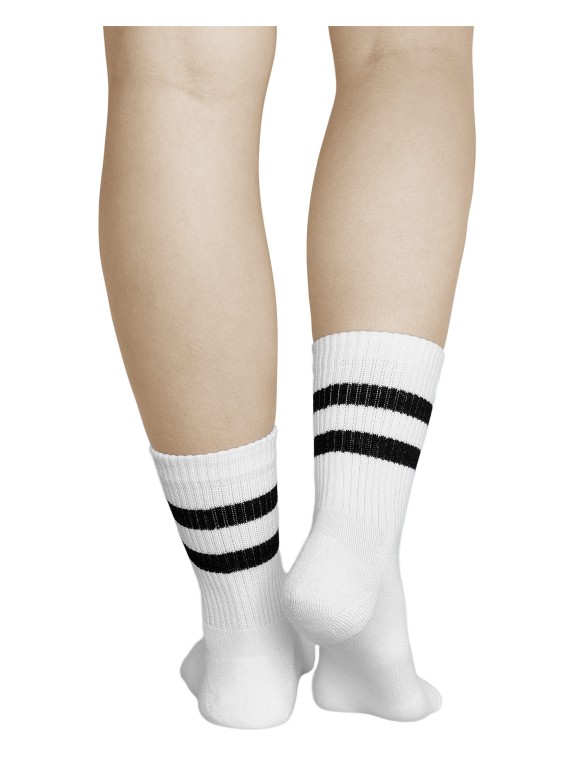 Chaussettes de skate noires femme à rayures | Vitsocks