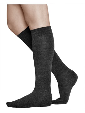 Chaussettes hautes femme laine merinos noir gris | Vitsocks